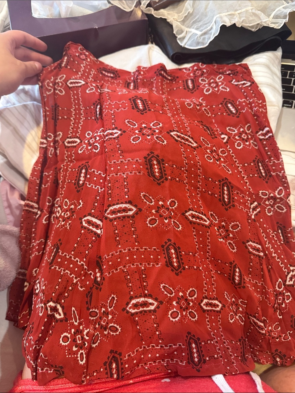 Ultra Pink Rust-Red Bandana Print Skirt size S